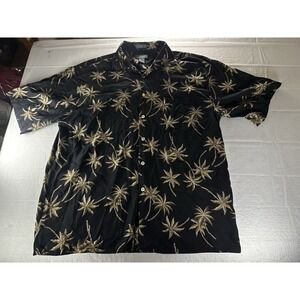 Kayla Bay‎ Hawaiian Shirt Mens XL Black Rayon Aloha Resortwear Surfwear Korea